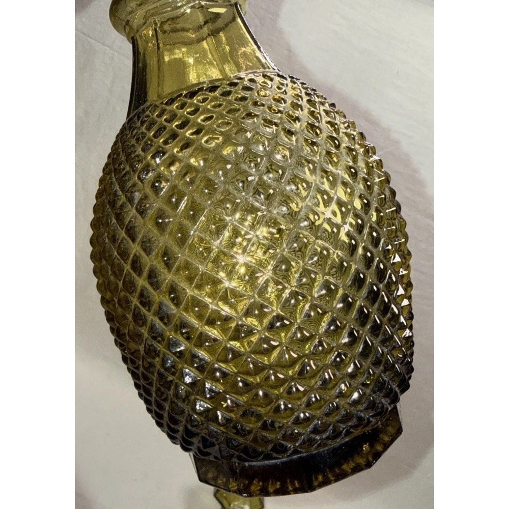 Vintage MCM Empoli Green Glass Decanter Hobnail Genie Bottle 10.5" - Picture 7 of 9
